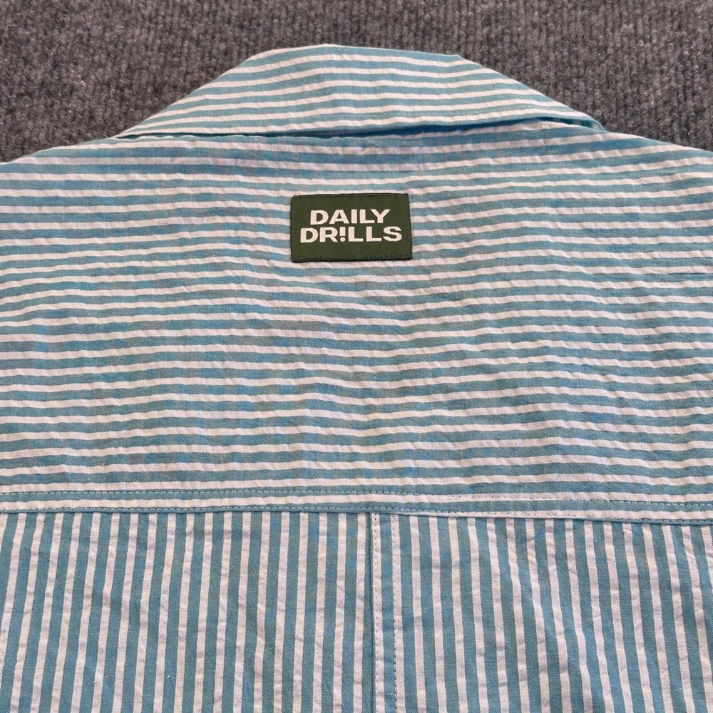 Daily Drills Blue and White Striped Button Down Shirt - Picture 4 of 6